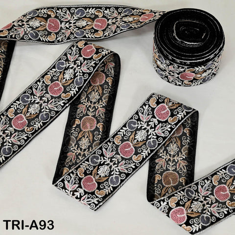 9 Yard Floral Embroidery Ribbon 65mm for Kids DIY Crafting Sewing Costumes Dog Collar Tote Bags, Lampshades Holiday Decor Indian Embroidered