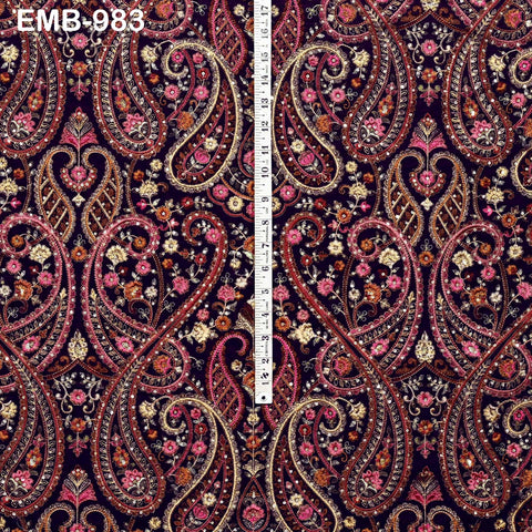 Embroidery Velvet Fabric by the yard for Indian Wedding Dress Regency Reticules, Victorian Handbags, Clutches, Marie Antoinette Junk Journal