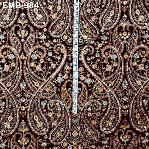 Embroidery Velvet Fabric by the yard for Indian Wedding Dress Regency Reticules, Victorian Handbags, Marie Antoinette Junk Journal Plum