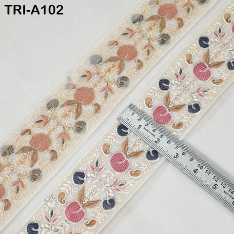 9 Yard Floral Embroidery Ribbon 65mm for Kids DIY Crafting Sewing Costumes Dog Collar Tote Bags, Lampshades Holiday Decor Indian Embroidered