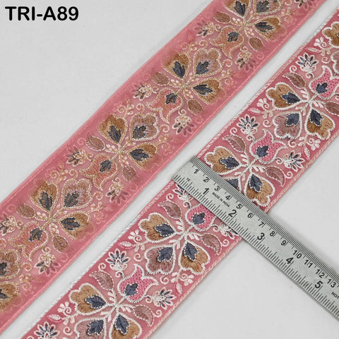 9 Yard Floral Embroidery Ribbon 65mm Dog Collar Tote Bags, Lampshades Theatrical Costumes Crafting Holidays Wreaths Decor Indian Embroidered
