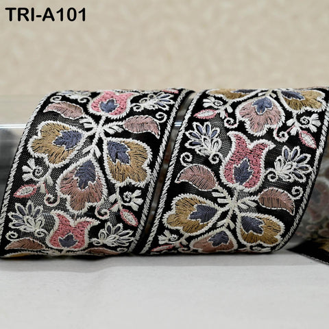 9 Yard Floral Embroidery Ribbon 65mm Dog Collar Tote Bags, Lampshades Theatrical Costumes Crafting Holidays Wreaths Decor Indian Embroidered