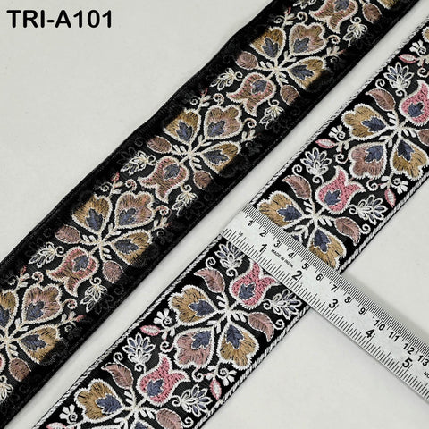 9 Yard Floral Embroidery Ribbon 65mm Dog Collar Tote Bags, Lampshades Theatrical Costumes Crafting Holidays Wreaths Decor Indian Embroidered
