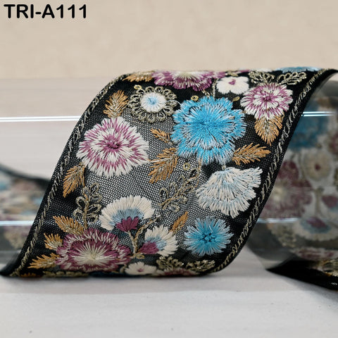 9 Yard Indian Embroidery 70mm Fabric Trim Decorative Dress Saree Embellishments DIY Crafting Sewing Curtains Sari Border Embroidered Ribbon