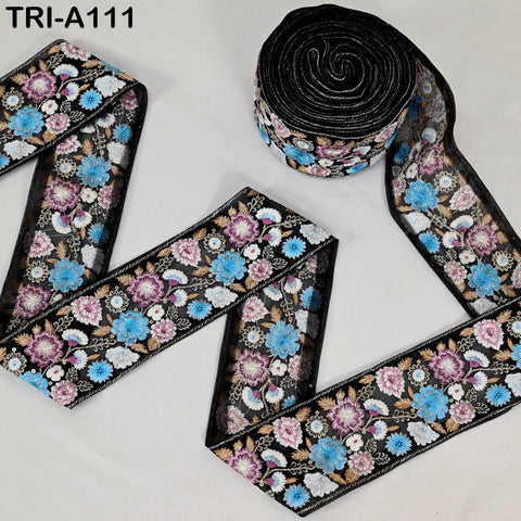 9 Yard Indian Embroidery 70mm Fabric Trim Decorative Dress Saree Embellishments DIY Crafting Sewing Curtains Sari Border Embroidered Ribbon