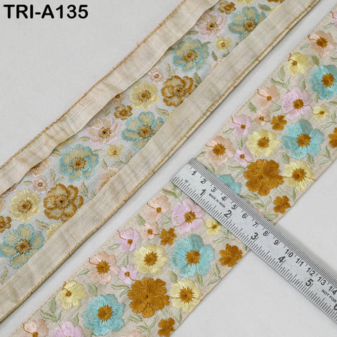 9 Yard 8cm Indian Trims Embroidered Decorative Fabric Laces Sari Border Saree Ribbon Curtains Home Decor Sewing Accessory DIY Crafting