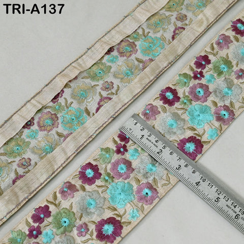 9 Yard 8cm Indian Trims Embroidered Decorative Fabric Laces Sari Border Saree Ribbon Curtains Home Decor Sewing Accessory DIY Crafting
