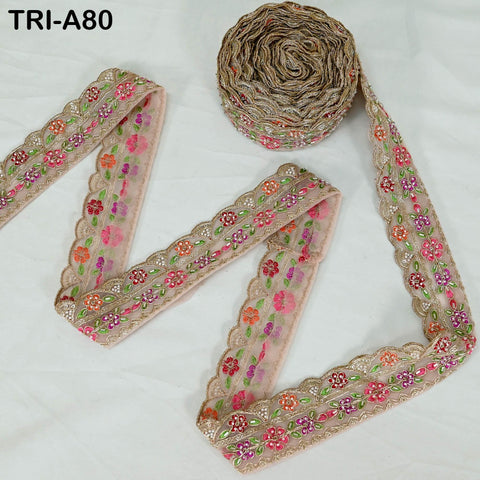9 Yard Beaded Indian Embroidery Ribbon Beaded Trim Sari Border DIY Craft Lampshade Regency Reticules Victorian Handbags Junk Journal 5 cm