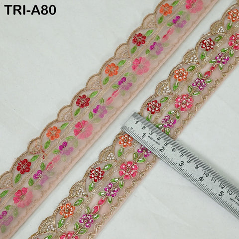 9 Yard Beaded Indian Embroidery Ribbon Beaded Trim Sari Border DIY Craft Lampshade Regency Reticules Victorian Handbags Junk Journal 5 cm