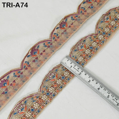 9 Yard Beaded Indian Embroidery Ribbon Beaded Trim Sari Border DIY Craft Lampshade Regency Reticules Victorian Handbags Junk Journal 5 cm