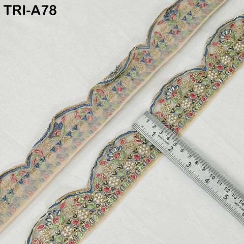 9 Yard Beaded Indian Embroidery Ribbon Beaded Trim Sari Border DIY Craft Lampshade Regency Reticules Victorian Handbags Junk Journal 5 cm