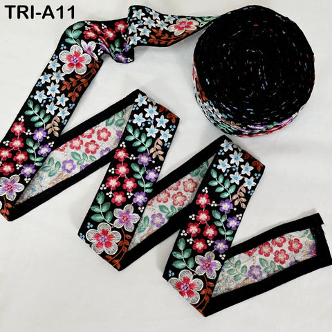 9 Yard Indian Embroidery Ribbon 5cm Trim Sari Border Crafting Sewing Embroidered Decorative Costumes Designing Curtain Home Decor Trimmings