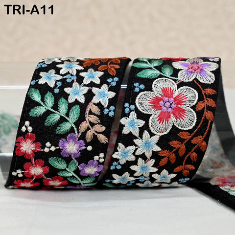 9 Yard Indian Embroidery Ribbon 5cm Trim Sari Border Crafting Sewing Embroidered Decorative Costumes Designing Curtain Home Decor Trimmings