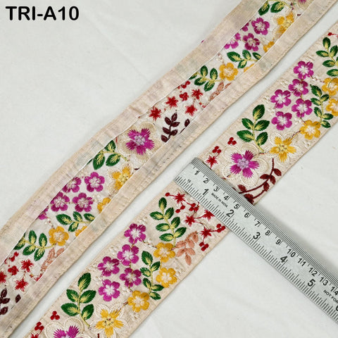9 Yard Indian Embroidery Ribbon 5cm Trim Sari Border Crafting Sewing Embroidered Decorative Costumes Designing Curtain Home Decor Trimmings