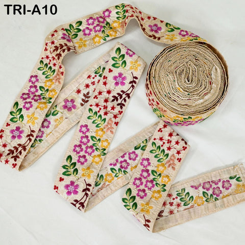 9 Yard Indian Embroidery Ribbon 5cm Trim Sari Border Crafting Sewing Embroidered Decorative Costumes Designing Curtain Home Decor Trimmings