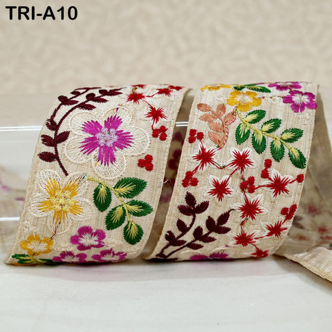 9 Yard Indian Embroidery Ribbon 5cm Trim Sari Border Crafting Sewing Embroidered Decorative Costumes Designing Curtain Home Decor Trimmings
