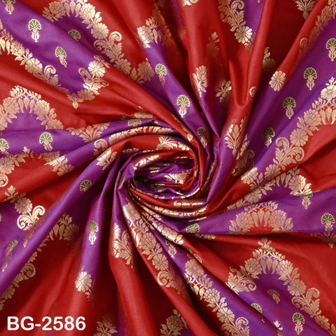 Red Indian Brocade by the Yard Chevron Stripes Banarasi Benarse Wedding Dress lehenga Blouse Sewing Costumes DIY Crafting Drapery Jackets