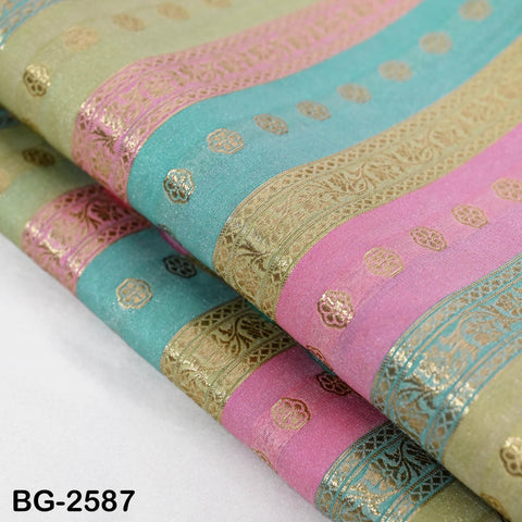 Stripes Brocade Fabric by Yard Indian Winter Wedding Dress Brides Mother Full-Length Coats Cropped Jacket Theatrical Historic Costumes