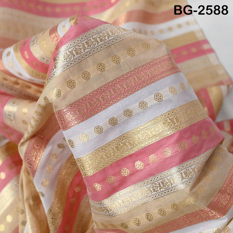 Stripes Brocade Fabric by Yard Indian Winter Wedding Dress Brides Mother Full-Length Coats Cropped Jacket Theatrical Historic Costumes