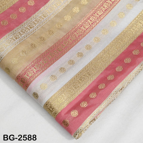 Stripes Brocade Fabric by Yard Indian Winter Wedding Dress Brides Mother Full-Length Coats Cropped Jacket Theatrical Historic Costumes