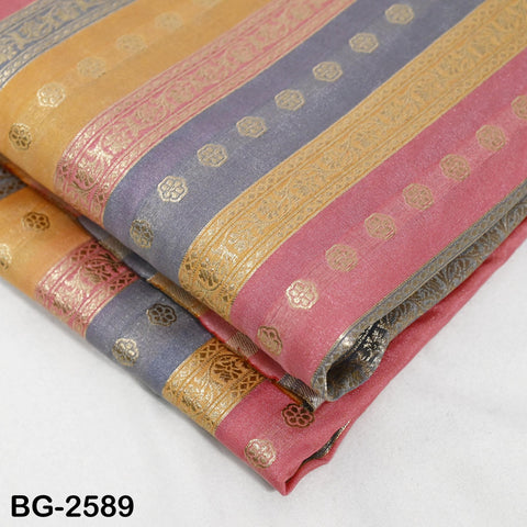 Stripes Brocade Fabric by Yard Indian Winter Wedding Dress Brides Mother Full-Length Coats Cropped Jacket Theatrical Historic Costumes