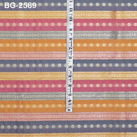 Stripes Brocade Fabric by Yard Indian Winter Wedding Dress Brides Mother Full-Length Coats Cropped Jacket Theatrical Historic Costumes