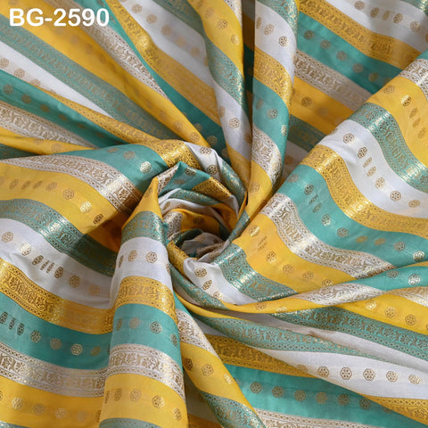 Stripes Brocade Fabric by Yard Indian Winter Wedding Dress Brides Mother Full-Length Coats Cropped Jacket Theatrical Historic Costumes