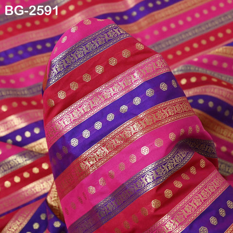 Stripes Brocade Fabric by Yard Indian Winter Wedding Dress Brides Mother Full-Length Coats Cropped Jacket Theatrical Historic Costumes