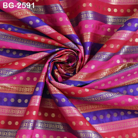 Stripes Brocade Fabric by Yard Indian Winter Wedding Dress Brides Mother Full-Length Coats Cropped Jacket Theatrical Historic Costumes