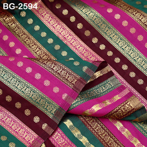 Stripes Brocade Fabric by Yard Indian Winter Wedding Dress Brides Mother Full-Length Coats Cropped Jacket Theatrical Historic Costumes