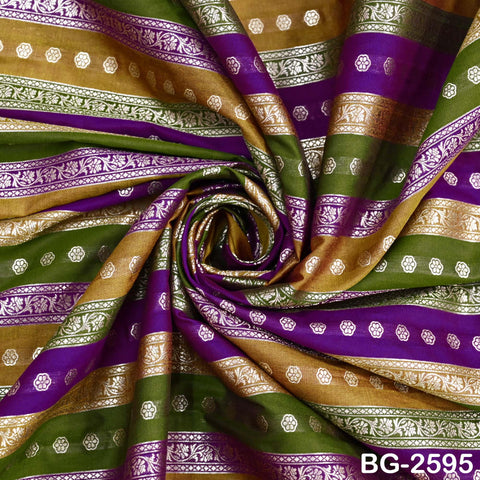 Stripes Brocade Fabric by Yard Indian Winter Wedding Dress Brides Mother Full-Length Coats Cropped Jacket Theatrical Historic Costumes