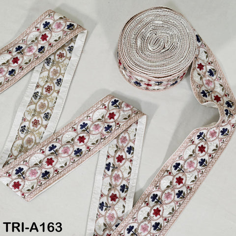 9 Yard Ivory Embroidery Ribbons 6cm Indian Sari Border Embroidered Crafting Sewing Tablecloth Lampshade Home Decor Costumes Trimmings