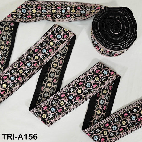 9 Yard Black Embroidery Ribbons 6cm Indian Sari Border Embroidered Crafting Sewing Tablecloth Lampshade Home Decor Costumes Trimmings