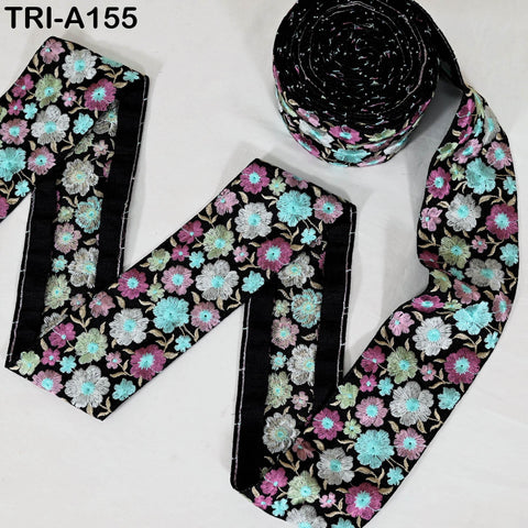 9 Yard 8cm Indian Trims Embroidered Decorative Fabric Laces Sari Border Saree Ribbon Curtains Home Decor Sewing Accessory DIY Crafting