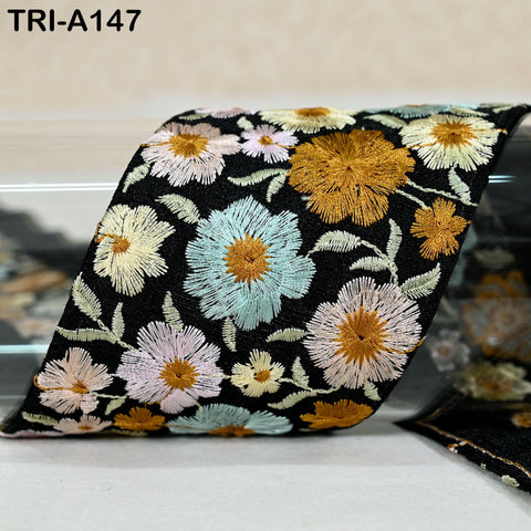 9 Yard 8cm Indian Trims Embroidered Decorative Fabric Laces Sari Border Saree Ribbon Curtains Home Decor Sewing Accessory DIY Crafting