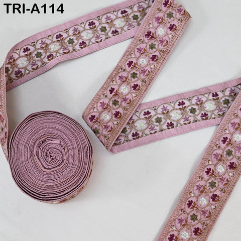9 Yard Pink Embroidery Ribbons 6cm Indian Sari Border Embroidered Crafting Sewing Tablecloth Lampshade making Home Decor Costumes Trimmings