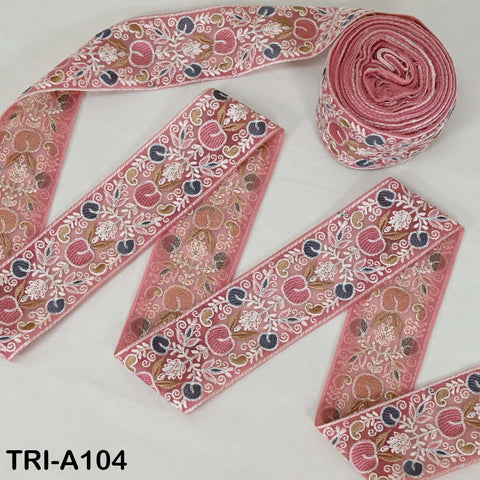9 Yard Floral Embroidery Ribbon 65mm for Kids DIY Crafting Sewing Costumes Dog Collar Tote Bags, Lampshades Holiday Decor Indian Embroidered