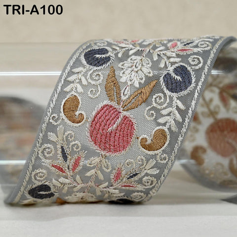 9 Yard Floral Embroidery Ribbon 65mm for Kids DIY Crafting Sewing Costumes Dog Collar Tote Bags, Lampshades Holiday Decor Indian Embroidered