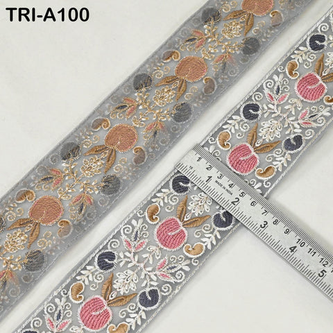 9 Yard Floral Embroidery Ribbon 65mm for Kids DIY Crafting Sewing Costumes Dog Collar Tote Bags, Lampshades Holiday Decor Indian Embroidered