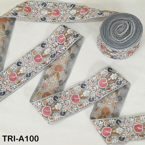 9 Yard Floral Embroidery Ribbon 65mm for Kids DIY Crafting Sewing Costumes Dog Collar Tote Bags, Lampshades Holiday Decor Indian Embroidered