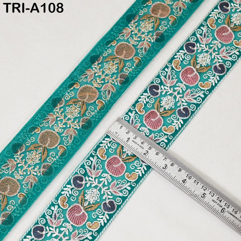 9 Yard Floral Embroidery Ribbon 65mm for Kids DIY Crafting Sewing Costumes Dog Collar Tote Bags, Lampshades Holiday Decor Indian Embroidered
