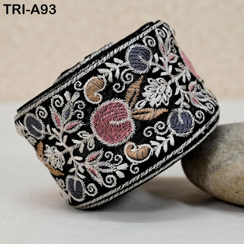 9 Yard Floral Embroidery Ribbon 65mm for Kids DIY Crafting Sewing Costumes Dog Collar Tote Bags, Lampshades Holiday Decor Indian Embroidered