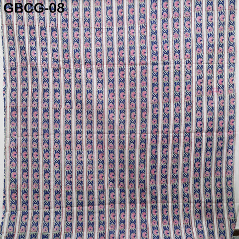 Block-Printed Floral Cotton Fabric, Summer Dress, Sleepwear Pajamas Sewing Material by the Yard, Black and Beige