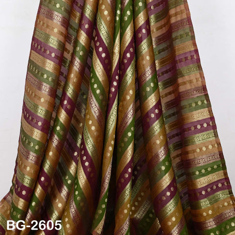 Stripes Brocade Fabric by Yard Indian Winter Wedding Dress Brides Mother Full-Length Coats Cropped Jacket Theatrical Historic Costumes