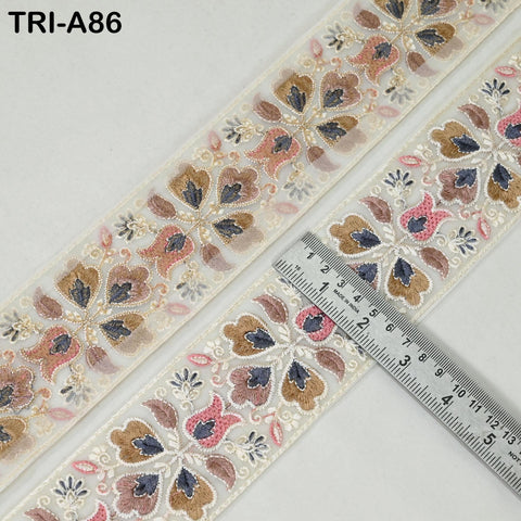 9 Yard Floral Embroidery Ribbon 65mm Dog Collar Tote Bags, Lampshades Theatrical Costumes Crafting Holidays Wreaths Decor Indian Embroidered
