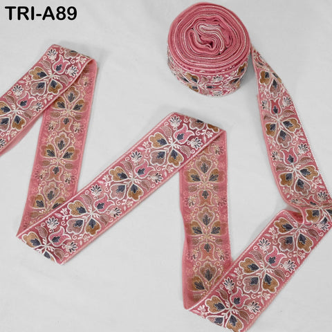 9 Yard Floral Embroidery Ribbon 65mm Dog Collar Tote Bags, Lampshades Theatrical Costumes Crafting Holidays Wreaths Decor Indian Embroidered
