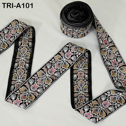 9 Yard Floral Embroidery Ribbon 65mm Dog Collar Tote Bags, Lampshades Theatrical Costumes Crafting Holidays Wreaths Decor Indian Embroidered