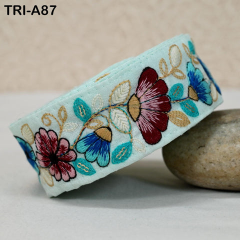 9 Yard Beige Indian Embroidery Ribbons 5cm Trim DIY Crafting Sewing Saree Border Embroidered Tote Bag Theatrical Costumes Holiday Ornaments