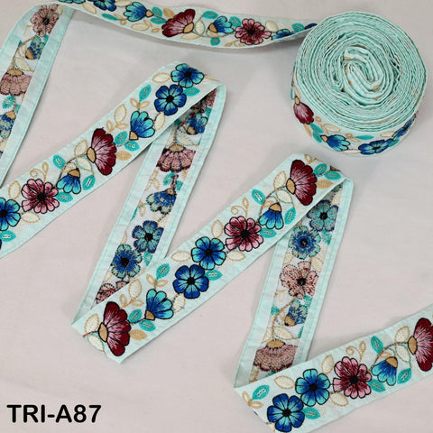 9 Yard Beige Indian Embroidery Ribbons 5cm Trim DIY Crafting Sewing Saree Border Embroidered Tote Bag Theatrical Costumes Holiday Ornaments