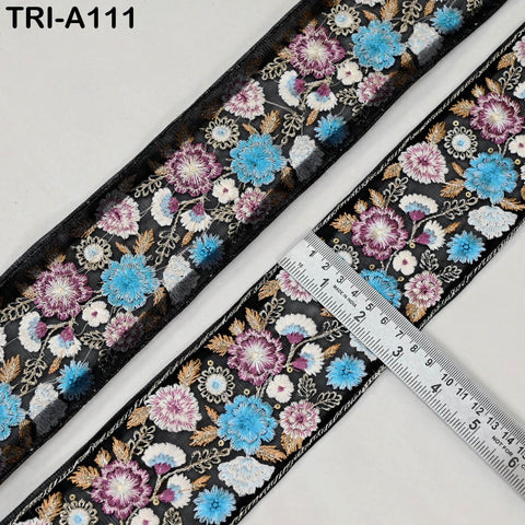 9 Yard Indian Embroidery 70mm Fabric Trim Decorative Dress Saree Embellishments DIY Crafting Sewing Curtains Sari Border Embroidered Ribbon